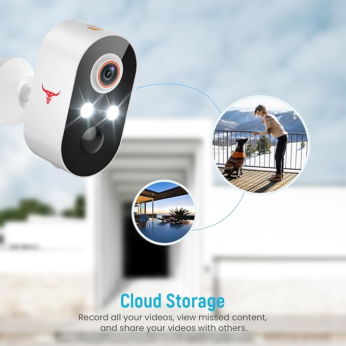 Outdoor Security Camera, Battery Powered Wireless Camera, Cloud Storage Sold Seperately, Color Night Vision, 2-Way Audio, Smart AI Motion Detection, 2.4G only (2 Light, 1 Pack)