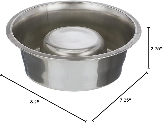Neater Pet Brands Stainless Steel Slow Feed Dog Bowl for Fast Eating Large Breed, Metal Slow Feeder Dog Bowl Fits in Large Neater Feeders, for Puppy or Dogs (>40 lbs), 3 Cup Food Capacity