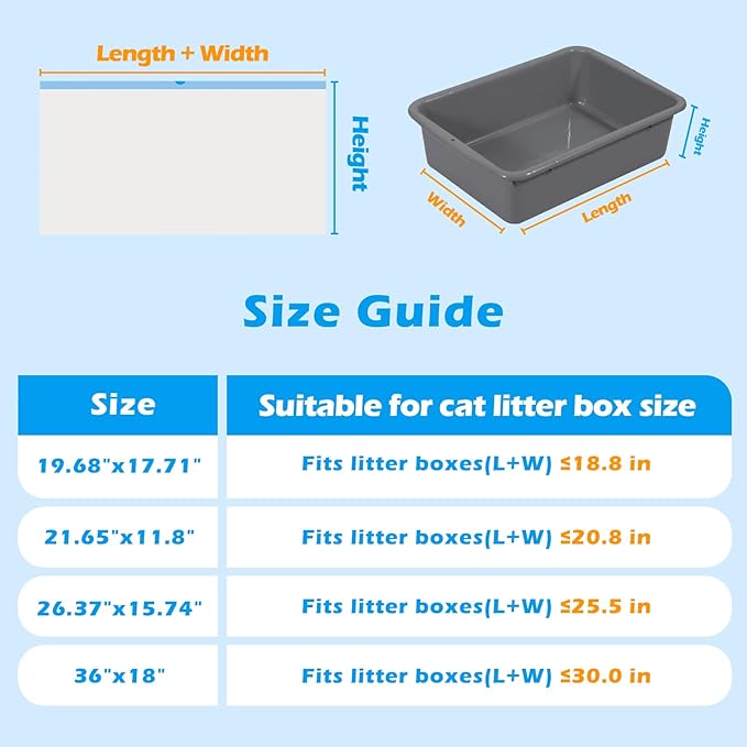 Cat Litter Bags 60 Count, 21.65"x11.8" Drawstring Close Litter Box Liners for Automatic Litter Box,Thick Cat Poop Bags,Easy to Clean,Heavy Duty Robot Bag for Self-Cleaning Box