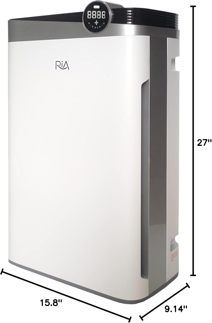 RIA BreezeGuard HEPA Air Purifier for Home & Large Rooms up to 2500 Sq Ft – Smart Air Cleaner with Non-Steam Humidifier Plus, App Control, PM2.5 Sensor, for Pets, Allergies, Smoke & Dust