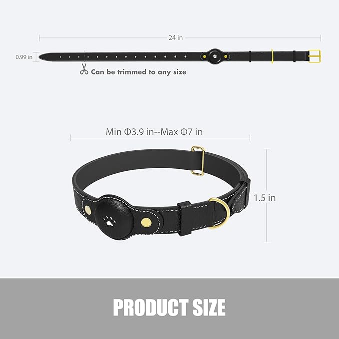 GPS Tracker for Dogs – Smart Dog Collar & Pet Tracker with Real-Time Location, No Monthly Fee, Unlimited Range (iOS Only) – Fits Small to Large Dogs(Locator Included) (Black)