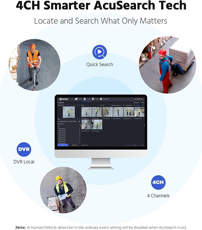 ANNKE 2MP Two-Way Audio Security Camera System, 8CH 3K Lite DVR, 4pcs 1080P CCTV White Wired Cams with Color Night Vision, AI Motion Detection, Smart AcuSearch, 2TB HDD for Outdoor Home Surveillance