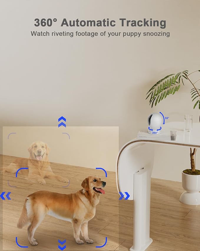 usogood 2.5K Indoor Camera for Home Security, 360°Pet Camera Indoor with Phone App,Support 5G/2.4Ghz WiFi, Auto Motion Tracking Detection,2-Way Audio,Compatible with Alexa,Best Gift(2-Pack )