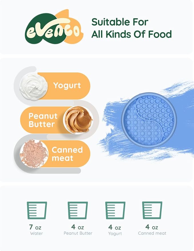 Lick Mat for Dogs, Silicone Slow Feeder Licking Mat with Non-Slip Suction Cups, Freeze-Friendly Lick Bowl for Enrichment Play, Anxiety Relief & Keeps Busy (6.0" x 1.0" Light Blue)