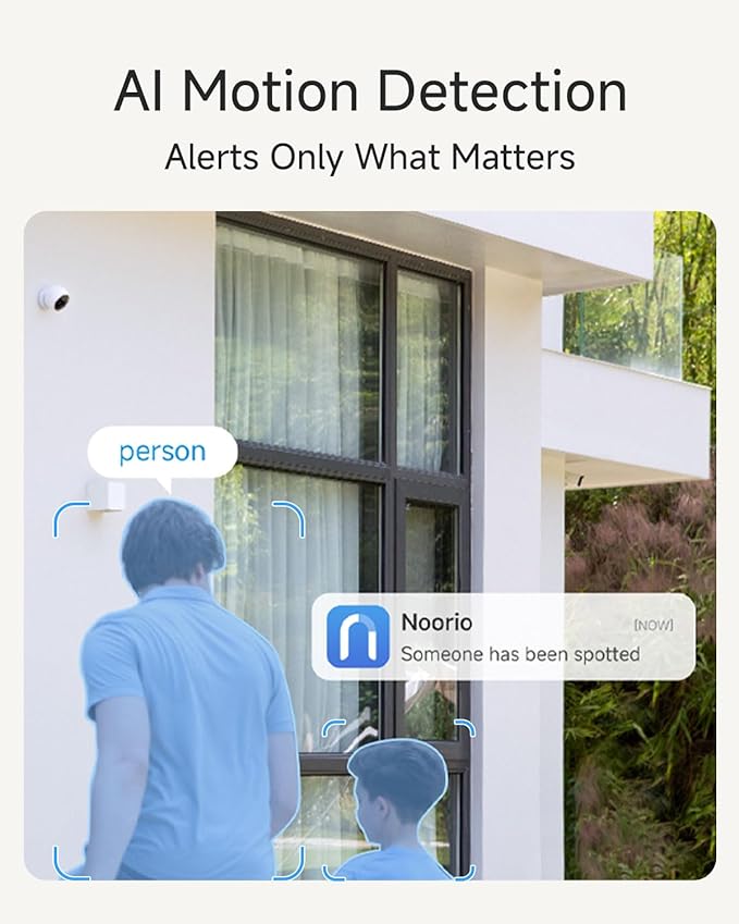 Noorio Security Cameras Wireless Outdoor Magnetic, 4-Pack Easy Install Battery Powered Wireless Cameras for Home Security, 1080P AI Motion Detection, Free Local Storage, No Monthly Fee