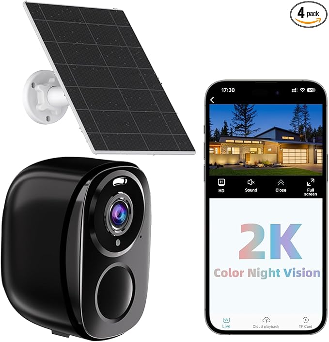 ELECCTV 5G/2.4G WiFi Security Cameras Wireless Outdoor, 2K Battery Powered WiFi Cameras with AI Motion Detection Spotlight Siren,Color Night Vision, 2-Way Talk, IP65, Works w/Alexa (W1SP-B-1PC)