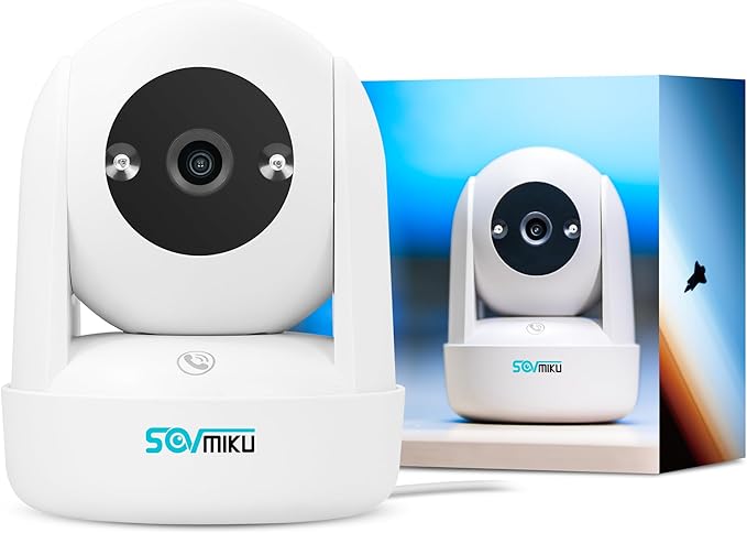 Sovmiku CB2 2k AI Tracking Security Camera for Home,Pet Camera Indoor, Baby Monitor,360ยฐ View Pan/Tilt Cam,Two Way Audio,Night Vision,Easy to Setup,Audible Alarm,2.4GHz Wi-Fi, 180 Days Exchange Policy