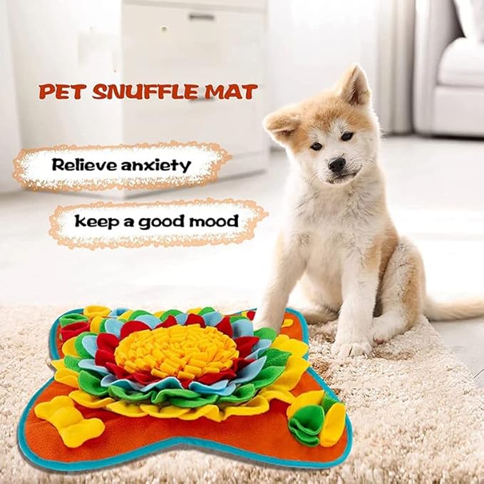 Snuffle Mat for Dogs, 25"x 25" Activity Feeding Mat for Small and Medium Pets, Interactive Feed Game for Boredom, Slow Feeder Puzzle Toys for Training and Brain Stimulating