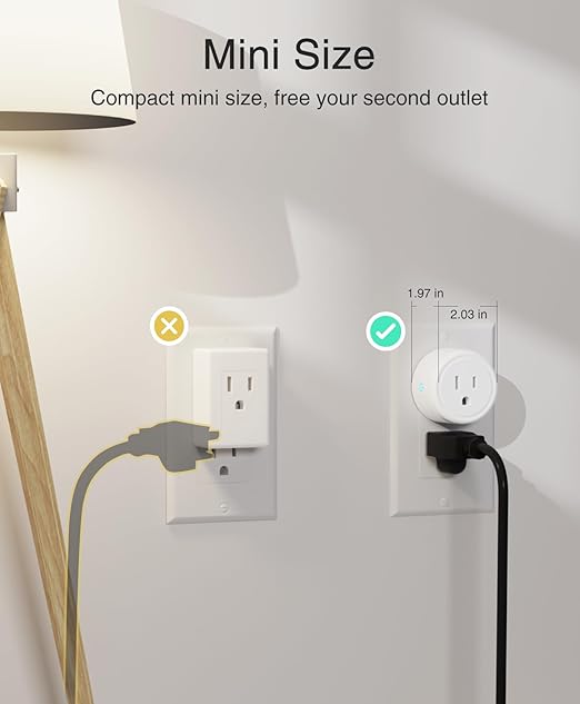 GHome Smart Plug Mini, WiFi Smart Outlet Plug Works with Alexa and Google Home, Timer Outlet with APP Control, Smart Plugs Only Supports 2.4GHz Network, No Hub Required, ETL FCC Listed, White