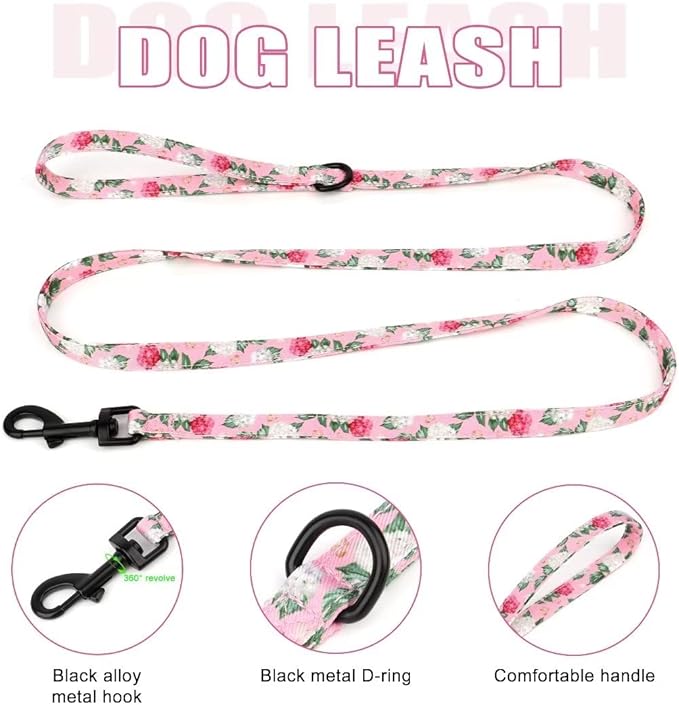 Beirui Cute Girl Dog Collars, Harnesses & Leashes Set - Adjustable Dog Collar and Leash Set with Flower - Soft Mesh Dog Vest Harness for Puppies Small & Extra Small Dogs Cats(Pink,XXS)