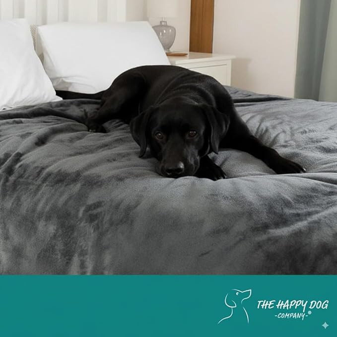 100% Waterproof Dog Blankets - Extra Large Dogs - Soft Fleece Washable Dog Blankets for Couch, Pet Blankets for Bed/Sofa/Dog Crate, Reversible Fluffy Furniture Protector, 47"x57", Dark Gray/Gray