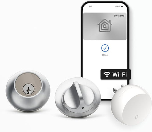 Level Lock+ (Wi-Fi) Smart Lock - World's Smallest Smart Lock Plus Apple Home Keys - Lock/Unlock from Anywhere - Level App for iOS & Android - Works with Apple Home, Alexa, Google Home (Satin Chrome)
