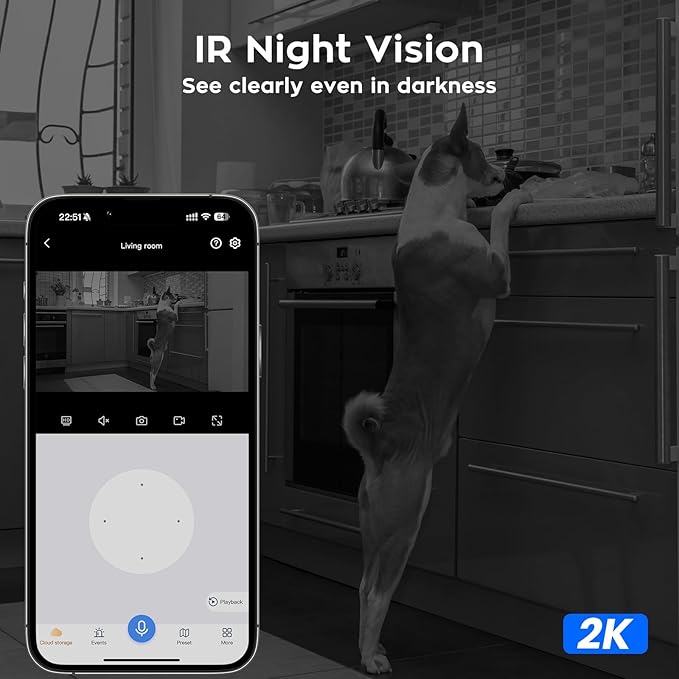 xmartO [AI Tracking Ceiling CAM 2K HD Metal PTZ Dome Wireless Security Camera with Automatic Tracking, 2-Way Audio and Night Vision (Standalone WiFi Camera, NOT add-on CAM to NVR)