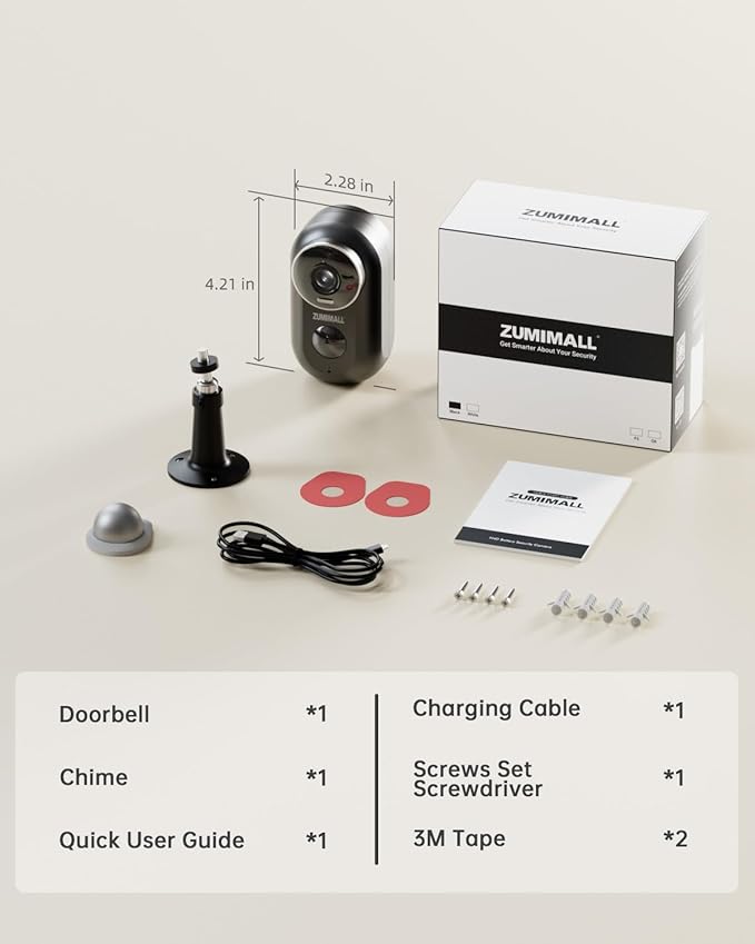 ZUMIMALL 2K Security Cameras Wireless Outdoor, Magnetic Mount, 130° View Outdoor Camera Wireless, 2.4G WiFi Battery Camera Indoor/AI Detection/3MP Color Night Vision/2-Way Talk/Cloud/Alexa/IP66