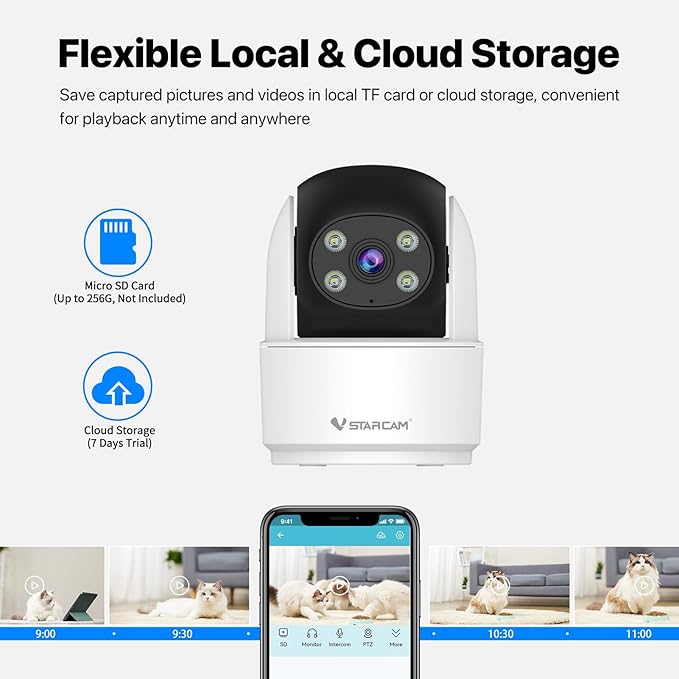 VSTARCAM 3MP Indoor Security Camera, 2.4G WiFi Cameras for Home Security, Pet Camera with Auto Tracking, Color Night Vision, AI Detection Tracking, 2-Way Talk, 24/7 Recording, Cloud & SD Card Storage