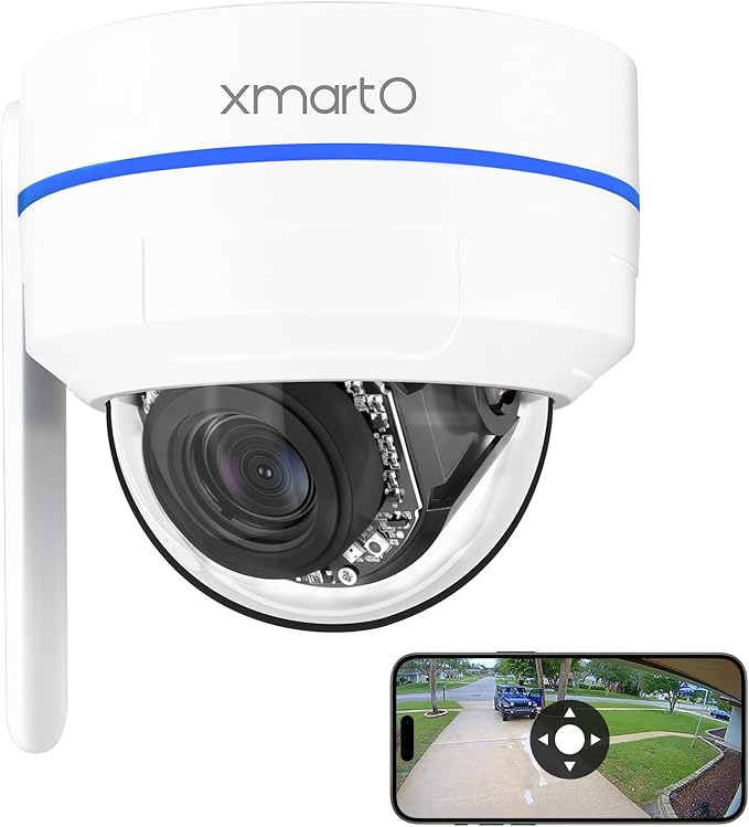 xmartO [AI Tracking Ceiling CAM 2K HD Metal PTZ Dome Wireless Security Camera with Automatic Tracking, 2-Way Audio and Night Vision (Standalone WiFi Camera, NOT add-on CAM to NVR)