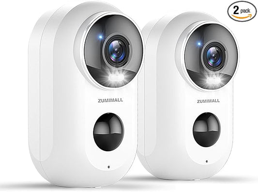 ZUMIMALL Security Cameras Wireless Outdoor, 2 Packs, 2K Cameras for Home Security, Outdoor/Indoor Camera Battery Powered, 2.4G WiFi, Magnetic Mount,3MP Color Night Vision/Siren/PIR/AI/Cloud/Alexa
