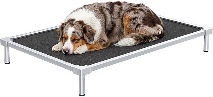 Elevated Dog Bed Medium Size, Chew Proof Aluminum Alloy Heavy Duty Dog Supplies Cooling Raised Pet Cot Indestructible with Anti-Rust Washable Assembly for Crate Outdoor-40.6"x 28.7" x 7"