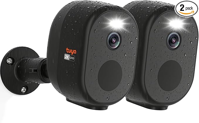 Rraycom 2Pack 5G&2.4G Security Cameras Wireless Outdoor - 2K Tuya Smart Camera for Home Security with AI Motion Detection, Spotlight, Color Night Vision,2-Way Audio, Waterproof, SD/Cloud,Works w/Alexa