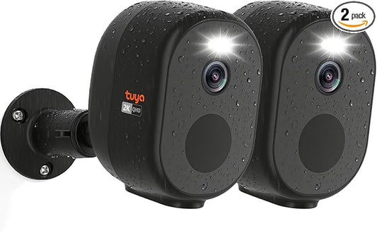 Rraycom 2Pack 5G&2.4G Security Cameras Wireless Outdoor - 2K Tuya Smart Camera for Home Security with AI Motion Detection, Spotlight, Color Night Vision,2-Way Audio, Waterproof, SD/Cloud,Works w/Alexa