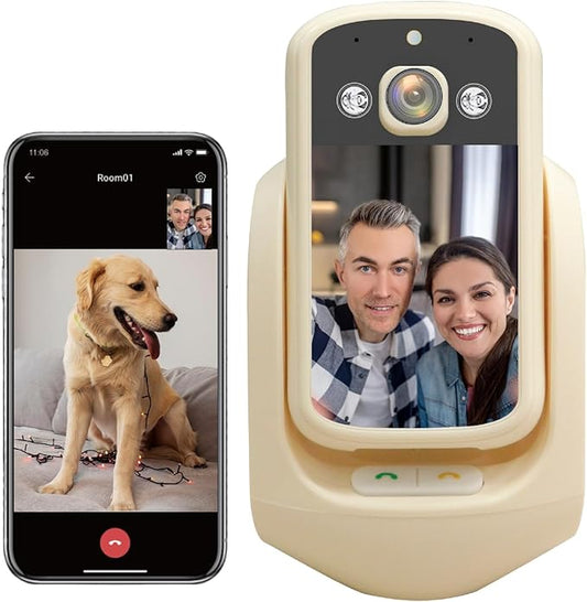 2-Way Video Calling Camera with 2.8" Display, In-House Monitoring Pet Camera with Speaker, 360° View PTZ WiFi AI Motion Detection Indoor for Puppy/Cat/Dog with Phone App Control, Indoor Home Security