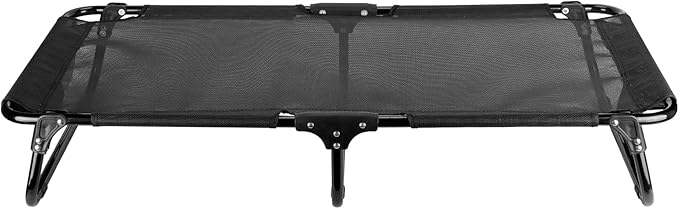 Foldable Elevated Dog Bed, 36"x23"x7" Raised Pet Bed with No Setup, Outdoor DogBed with Breathable Mesh, No-Slip Feet Durable Dog Cots Bed for Medium Sized Dogs, Black