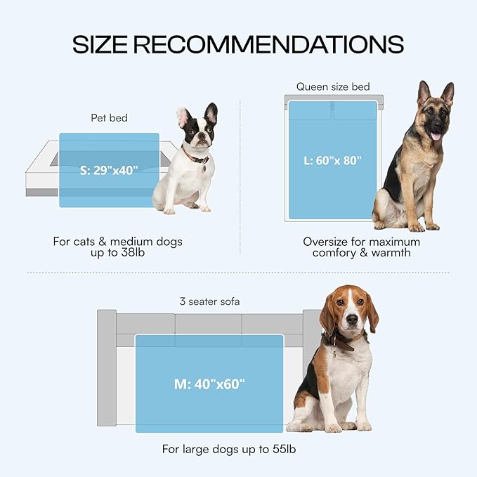 Luciphia Premium Cooling Blanket for Dogs Washable Q-MAX>0.4 Pet Cool Mat for Cats Hot Weather Puppy Lightweight Throw Calming Pad (Blue,60x80 inches)