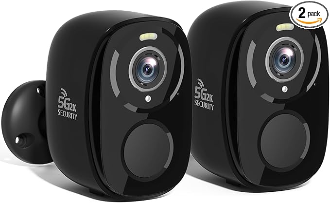 Rraycom 2Pack 5G/2.4G WiFi Security Cameras Wireless Outdoor, 2K Battery Powered Cameras for Home Security with AI Motion Detection, Color Night Vision, Siren, 2-Way-Audio, Works/Alexa,Waterproof