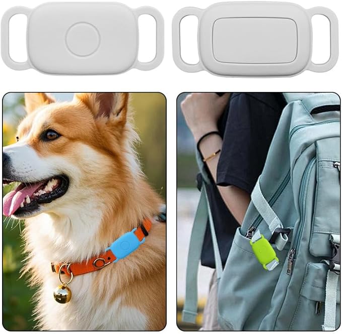 Dog Collar Holder for Tile Pro 2024 Bluetooth Tracker, Anti Lost Waterproof Silicone Soft Case Secure Protective Cover Finder for Keys, Bags, Cat Dog Collar Tag, 2 Pack (Blue)