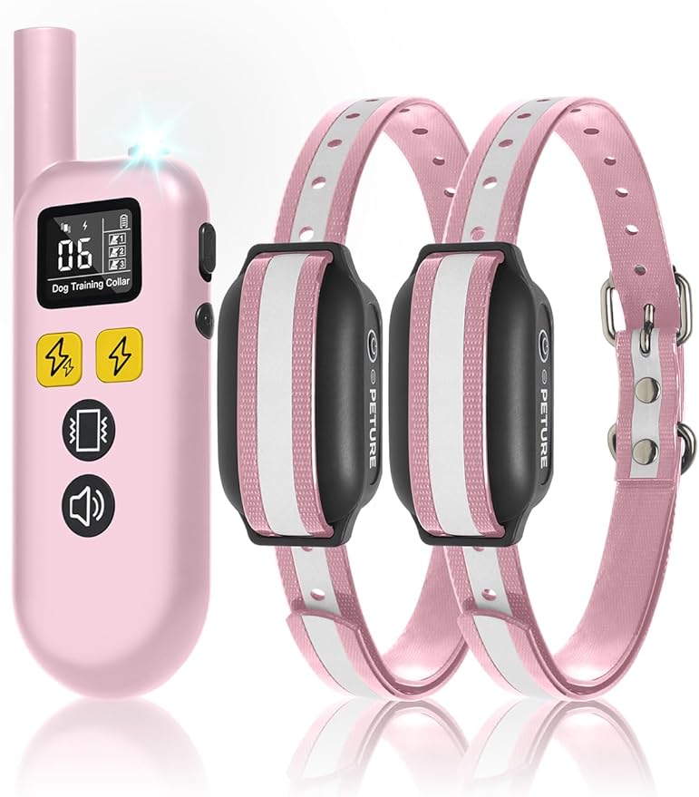 Dog Training Collar with Remote (5-120lbs), 3300Ft Remote Training Collar with Beep, Vibrate, Static & Double Static Modes, IPX7 Waterproof E Collar for Small Medium Large Dogs (2 Pack)