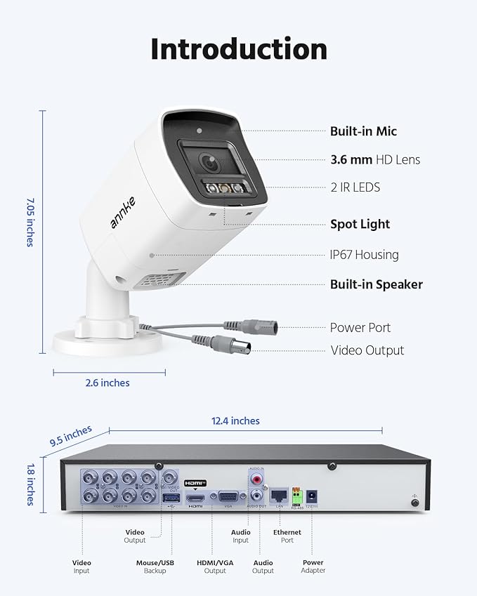 ANNKE 2MP Two-Way Audio Security Camera System, 8CH 3K Lite DVR, 4pcs 1080P CCTV White Wired Cams with Color Night Vision, AI Motion Detection, Smart AcuSearch, 2TB HDD for Outdoor Home Surveillance