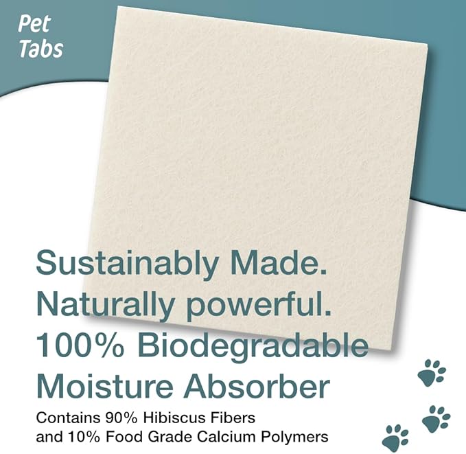 New - Pet-Tabs by Zorbette – High Capacity Plant Based Desiccant for Automatic Pet Feeders, Keeps Dry Pet Food Fresh, Food-Safe & Reusable Moisture Absorber, Fits Petlibro & Similar Feeders (3x3 Inch)