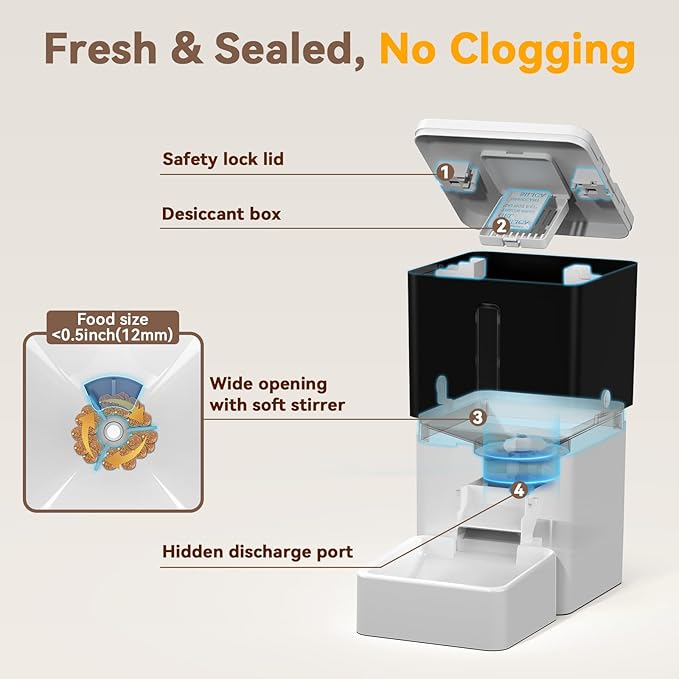 Automatic Dog Feeder with Camera: 8L/33 Cups 5G WiFi Timed Food Dispenser for Medium Dogs - 1080P HD Night Vision Video Recording 2-Way Audio APP Control