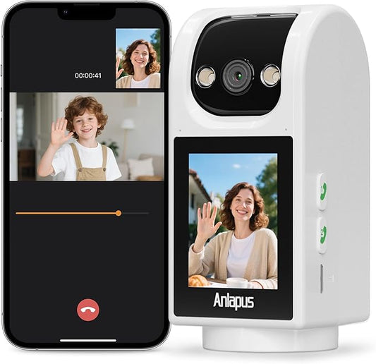 Anlapus C520M 5MP PT Plug-in Indoor Security Camera with 2.8 inch HD Screen, 3K Pet Camera with Phone App, 360 View, 2-Way Talk, AI Person/Motion/Pet Detection, Auto Tracking, for Pet Baby Elderly