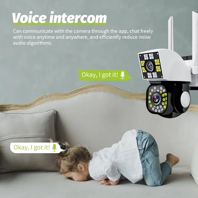 1080P Dual Lens Indoor Outdoor Security Camera,2MP WiFi Cameras for Home,Waterproof,AI Detection,Color Night Vision,Two-Way Audio