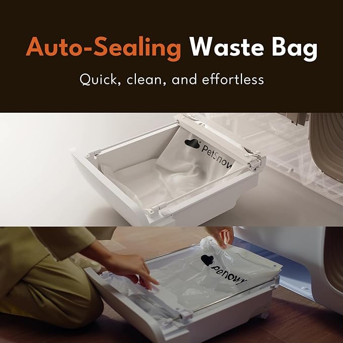 PetSnowy Self-Cleaning Automatic Cat Litter Box with Odor Control TiO2 System, Robot Litter Box with Auto-Packing, App Control, Large Cats & Multiple Cats (2025 Premium Version)