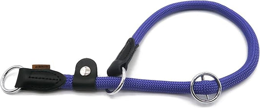 Braided Round Martingale Dog Collar, Training Collar with Slidable Stop Ring and Adjustable Stopper - Ideal for Extra Large Dogs (XL(1/2") - 24" Long, Purple)