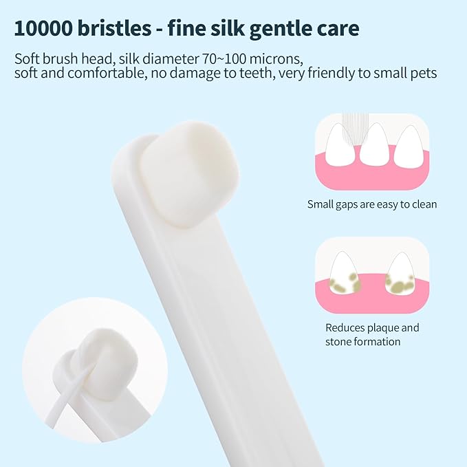 Newday Small Dog & Cat Toothbrush 5 Set, Micro Nano Bristles to Clean pet Teeth Toothbrushes, Puppy Dogs Pet Tooth Cleaning Kit with Storage Box(White