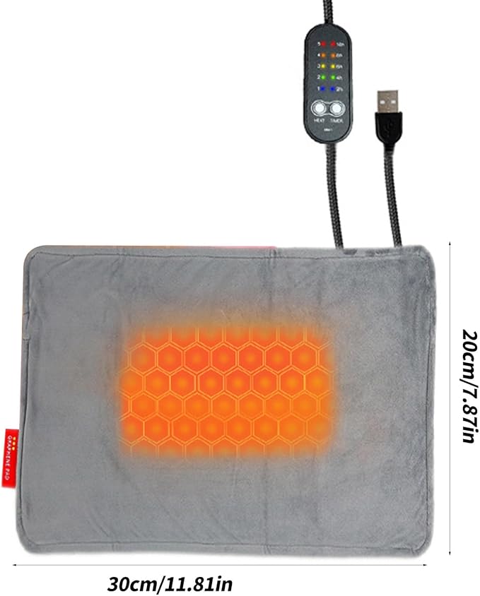 USB Heating Pad for Cats & Dogs, USB Powered Pet Heating Pad, 12x8in Pet Bed Warmer with Adjustable Temperature, Heated Cat Bed with Chew Resistant Cord & Removable Soft Cover, Pet Supplies