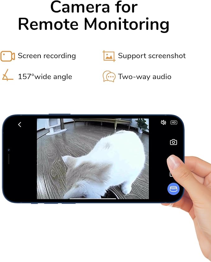 FUKUMARU Automatic Cat Feeder, 2 in 1 Automatic Pet Feeders with Camera and Audio, Support DIY Meals and Timed Control WiFi Cat Food Dispenser