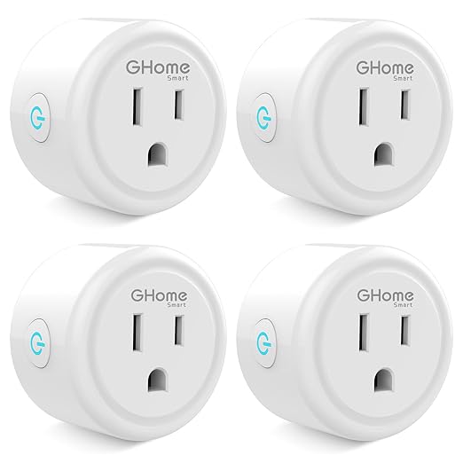 GHome Smart Plug Mini, WiFi Smart Outlet Plug Works with Alexa and Google Home, Timer Outlet with APP Control, 2.4GHz Network Only, No Hub Required, ETL FCC Listed (4 Pack), White