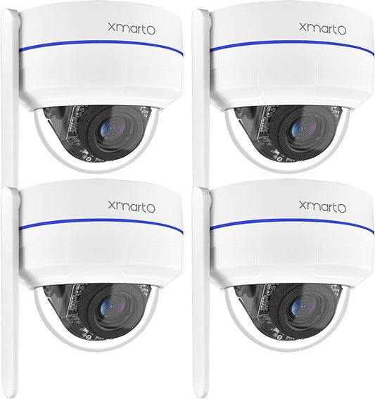 xmartO [AI Tracking Ceiling CAM 2K HD Metal Dome PTZ Wireless Security Camera with Automatic Tracking, 2-Way Audio and Night Vision (Standalone WiFi Camera 4-Pack, NOT add-on CAM to NVR)
