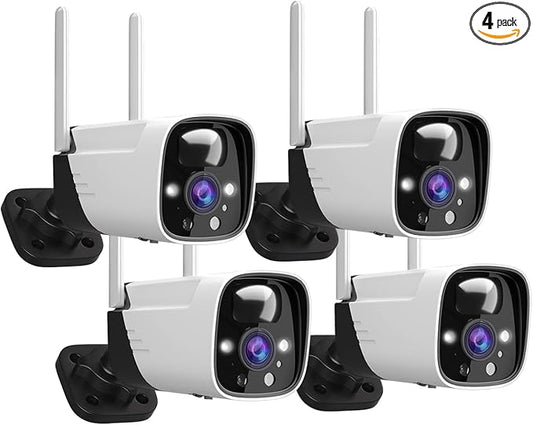 Rraycom 2K Security Camera Outdoor with Full Color Night Vision, 3MP Bullet Surveillance Cameras with Motion Detection and Siren, 2-Way Talk, 180-Day Battery Life, IP66, Cloud&SD Card, No Monthly fee