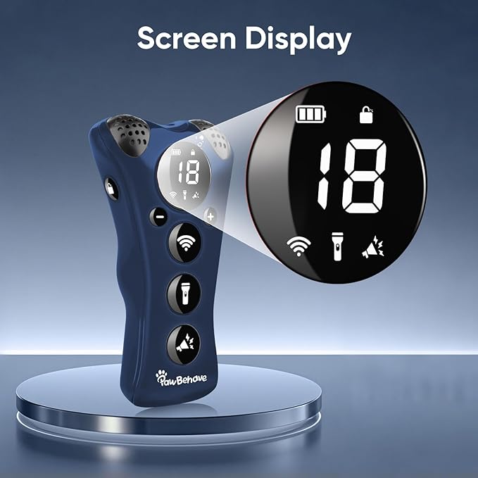 Ultrasonic Dog Bark Deterrent Device β10-Level Adjustable Anti Barking Trainer with Flashlight, Strobe, E-Clicker(18 Whistle Sounds)βNo Shock, Collar-Free Dog Behavior Correction Devices