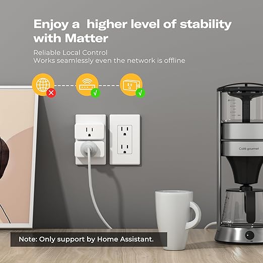 THIRDREALITY Smart Plug M1, Matter Over WiFi, Real-time Energy Monitoring, Compact Design, 15A/1800W Max, Smart Outlet, ETL Certified, Compatible with SmartThings, Home Assistant, 2.4G Wi-Fi Only