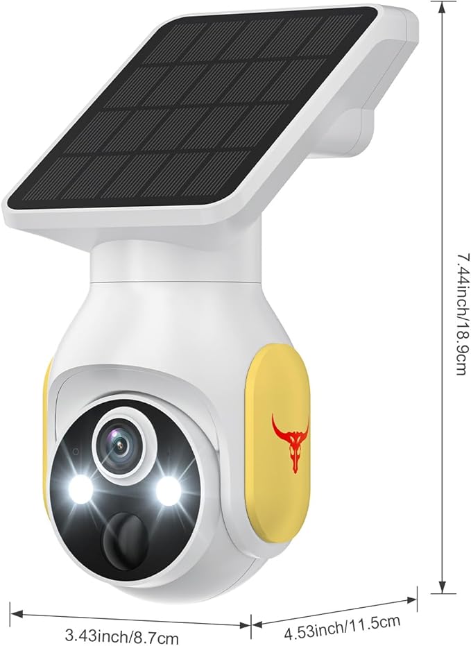 4G LTE Cellular Security Camera with Solar Panel, No WiFi, AI Motion Detection, 360° View Pan/Tilt, 2-Way Talk, 1080P Night Vision, SIM Card Included, Works with Verizon/AT&T/T-Mobile (4G)