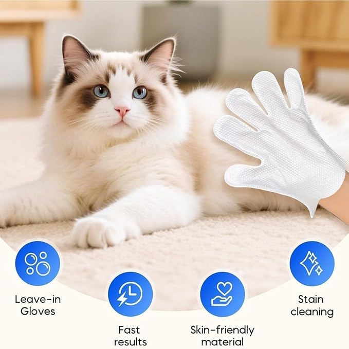 6 PCS Rinse Free Dog Shampoo Mitts, Waterless Dog Shampoo Mitts, Hypoallergenic Pet Bath Wipes Perfect for Dogs, Suitable for Daily Care and Travel