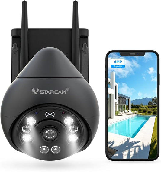 VSTARCAM 4MP Security Camera Outdoor, 2.5K HD WiFi Surveillance Cameras with 360 View, PTZ, Motion& Siren, 2-Way Audio, Full Color Night Vision, Waterproof, SD/Cloud (VS-CS69Q)