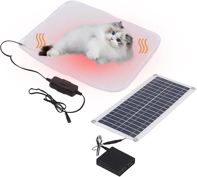 Solar Heated Dog Bed - 100w Waterproof Pet Heating Pad,Extra Warm Thermal Waterproof Pets, Outdoor Heated Dog and Cats Bed for Cat, Pet, Dogs
