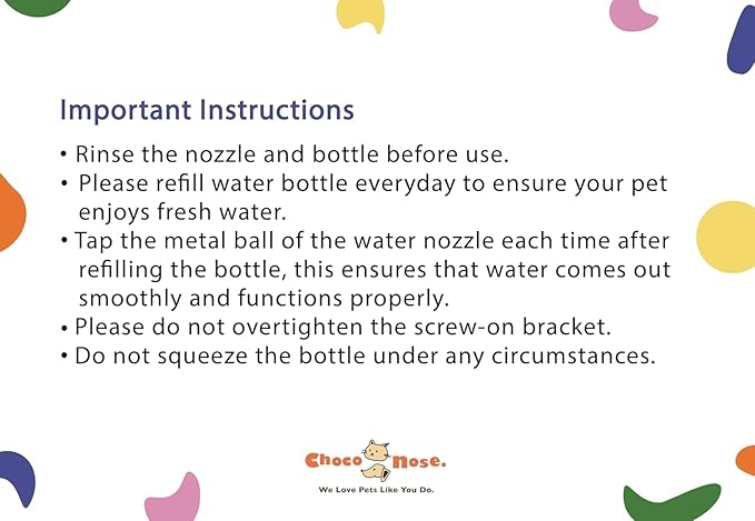 Choco Nose Patented No-Drip Dog Water Bottle/Feeder for Dogs/Cats and Other Small-Medium Sized Animals - for Cages, Crates or Wall Mount. 10.2 Oz. Mess Free Leak-Proof Nozzle 16mm, Orange (C590)